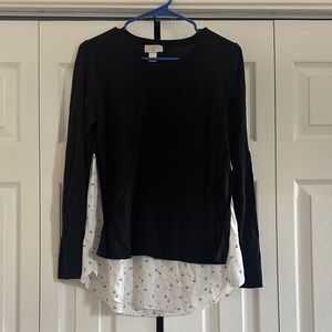 LOFT Black and White Layered Blouse